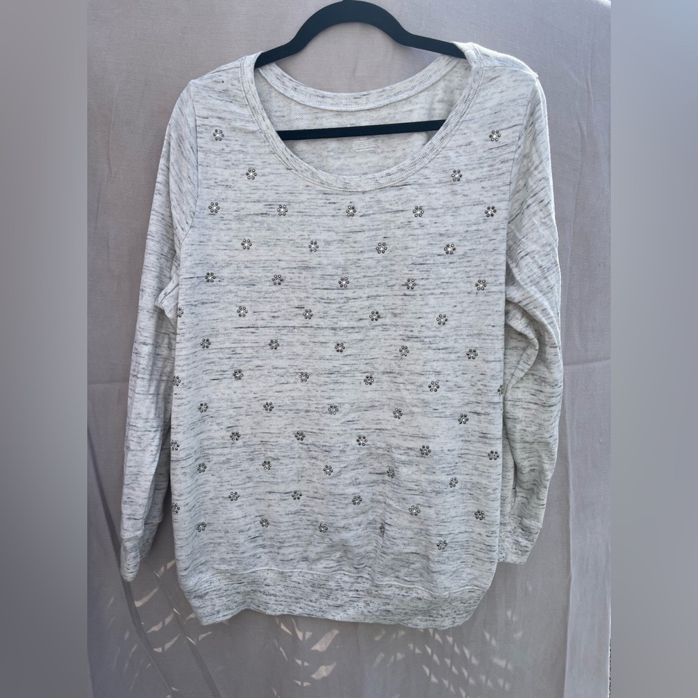 Lane Bryant Gray Sweater with Floral Accents
